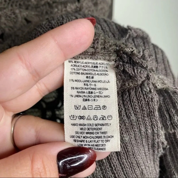 Free People Windows To My Soul Open Knit Sweater Brown Size XS - Picture 8 of 9